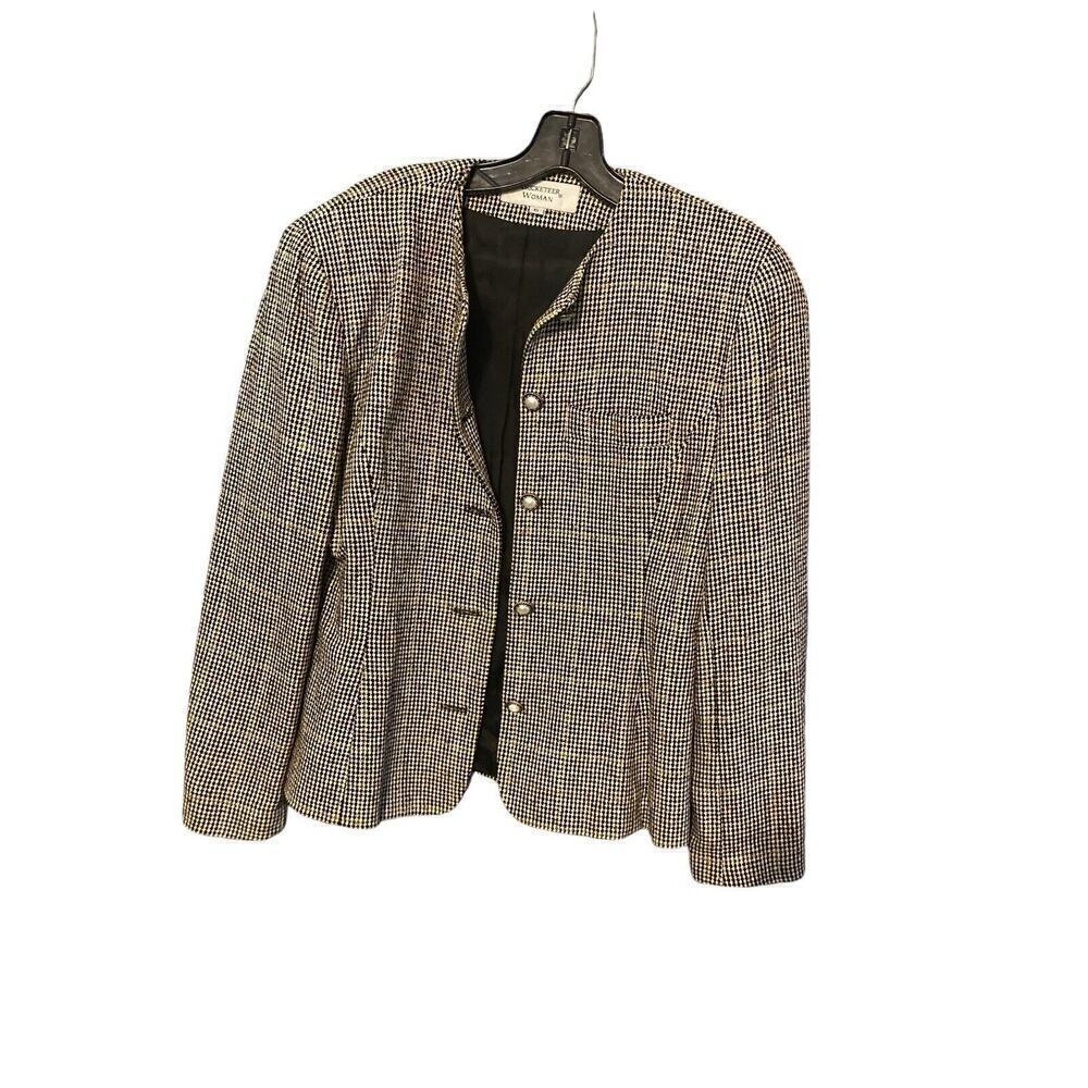 VTG Cricketeer Woman Blazer Size 10 houndstooth linen Pure silk cropped